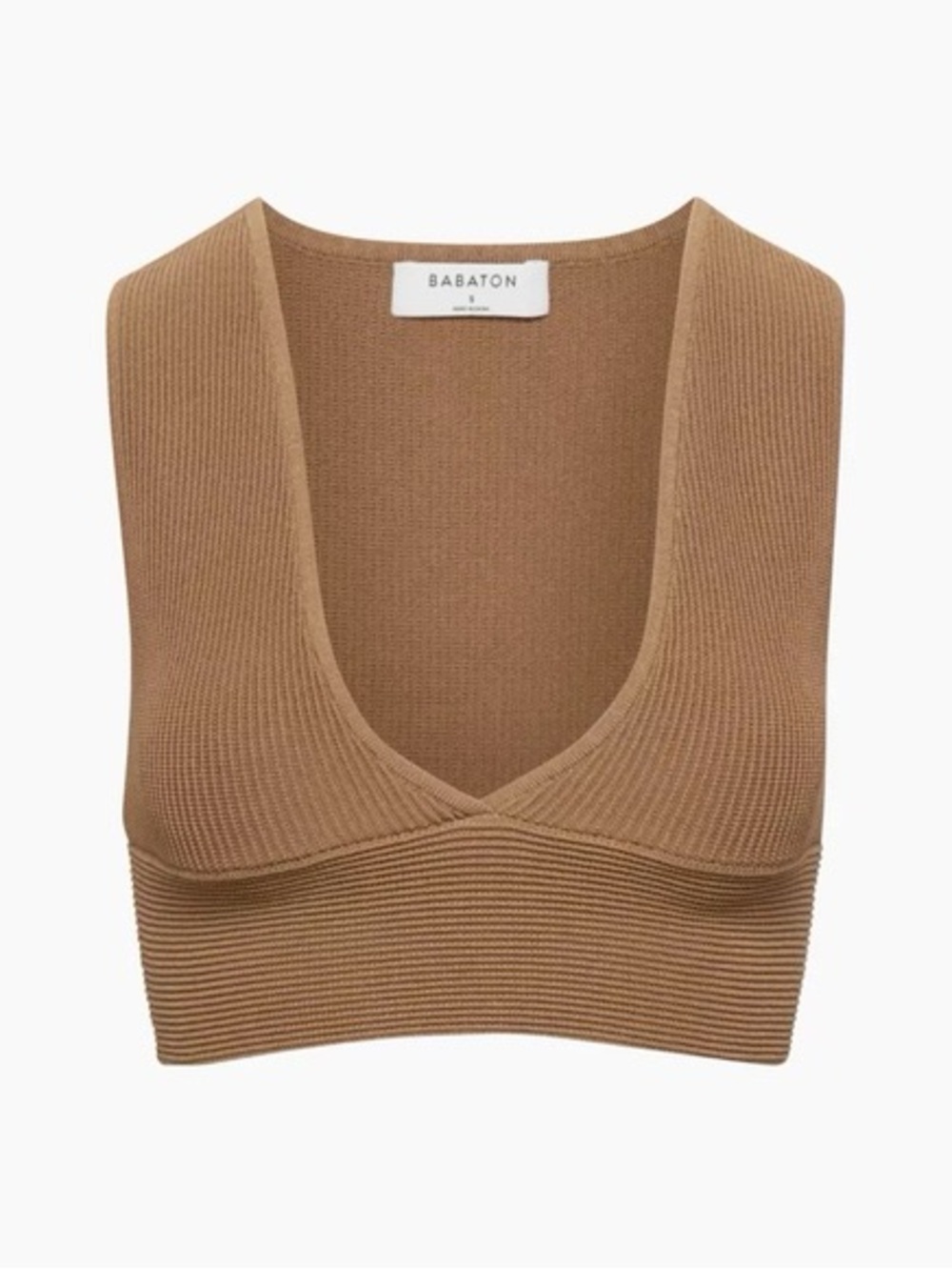 Aritzia Babaton Ribbed Sculpt Knit Deep  V-Neck Crop Tank Medium